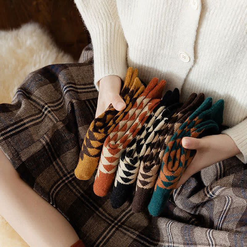 12 Paia Calze Termiche Alte Donna Argyle Equitazione Cotone 12 Paia Di Calzini Termici Alti Fino Al Ginocchio Per Donna - Design Argyle A Tema Cavallo Gelatiera Ariete - Foto 1