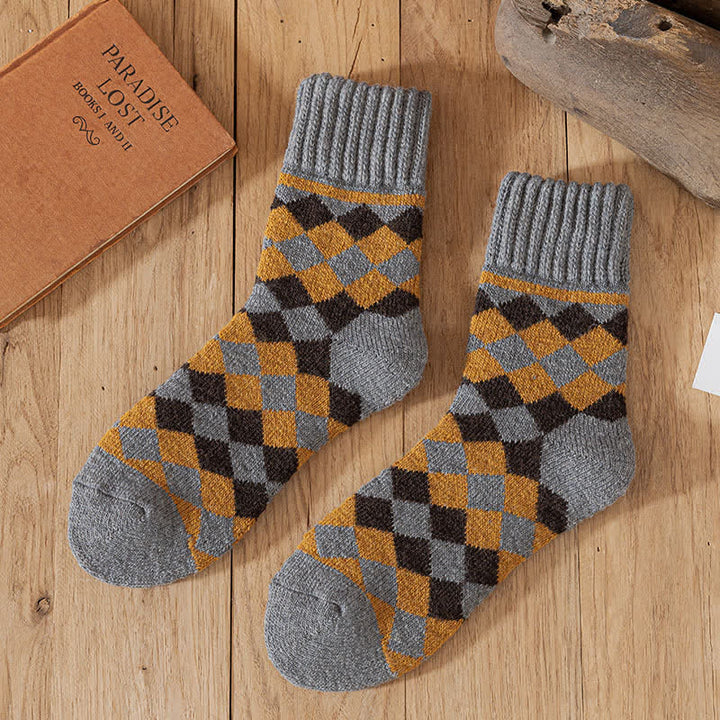 Calzini invernali da uomo con motivo a quadri caratteristici - Grigio - 6 paia - Taglia unica (US 6.5 - US 10) - image 12