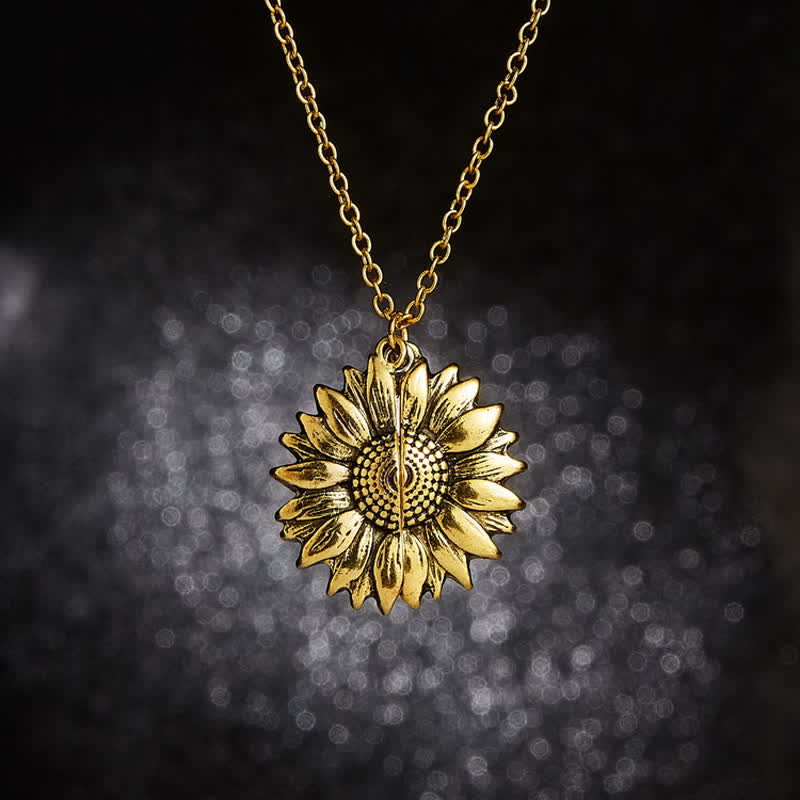 Collana portachiavi con ciondolo a forma di medaglione di girasole vintage - image 5