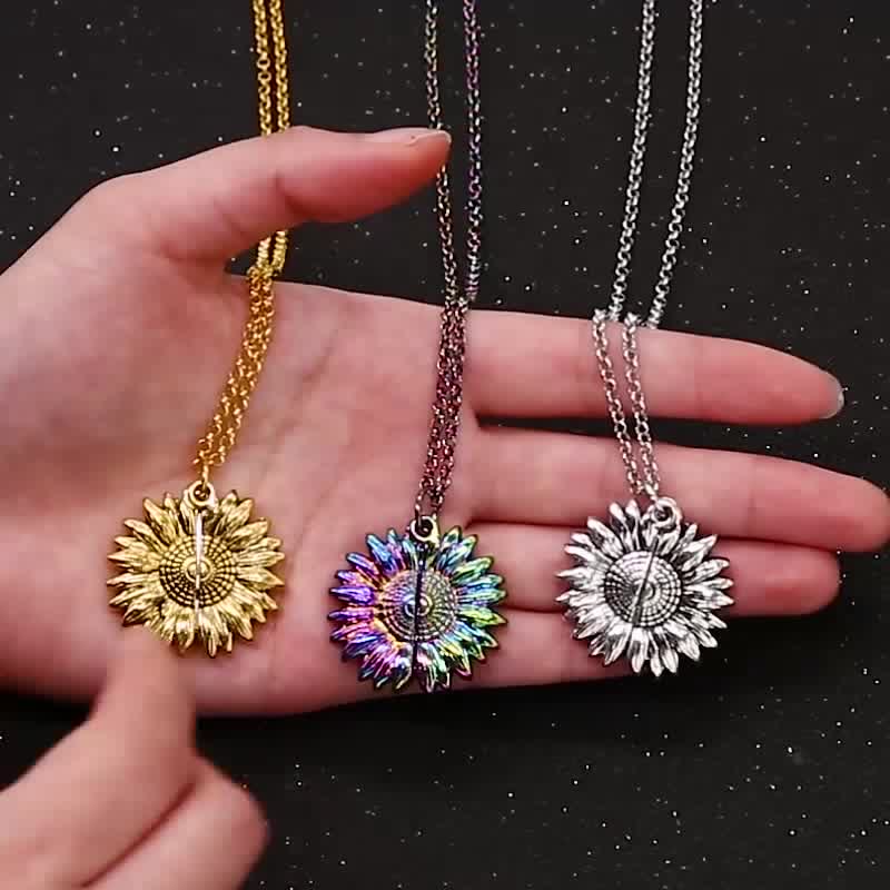 Collana portachiavi con ciondolo a forma di medaglione di girasole vintage - image 1