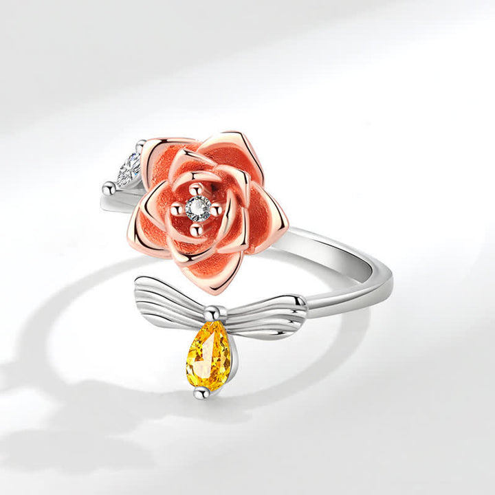 Anello regolabile a forma di scimmia con rosa e girasole che gira Fidget