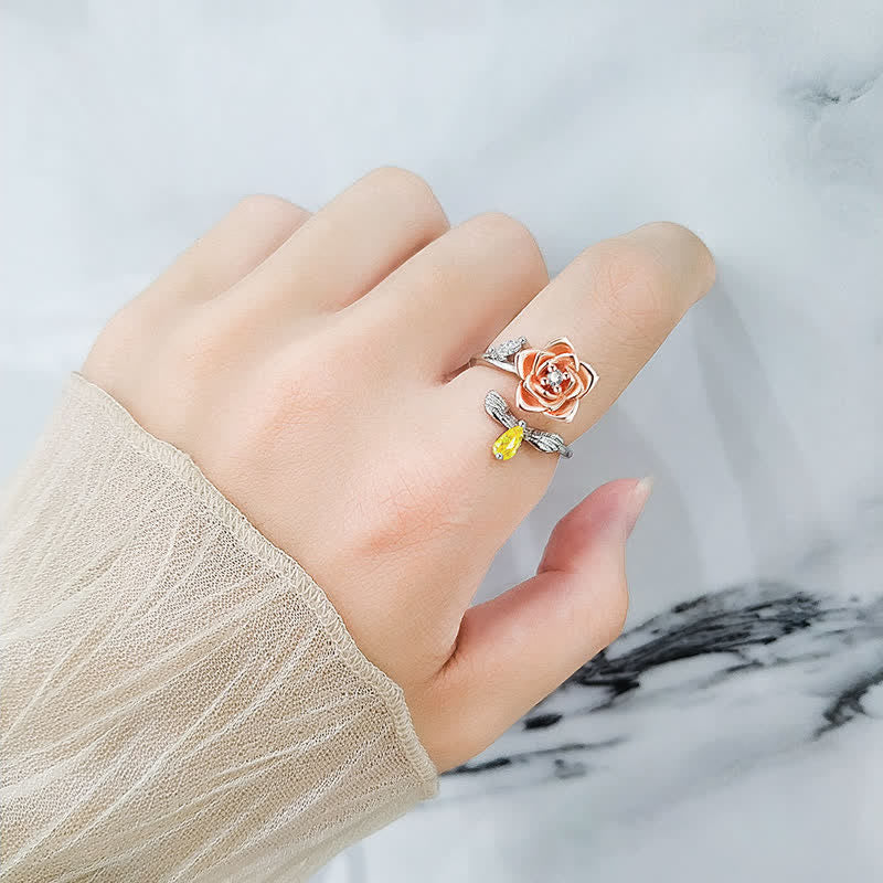 Anello regolabile a forma di scimmia con rosa e girasole che gira Fidget
