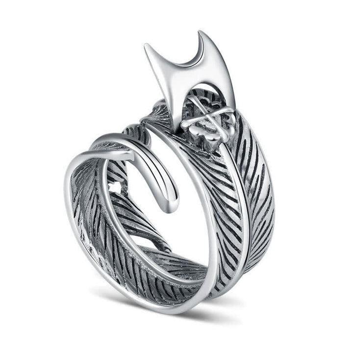 Anello regolabile con design a lama nascosta a croce di piume