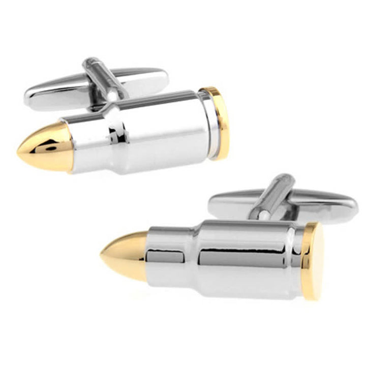 Gemelli da uomo in argento con punta dorata a forma di proiettile - Argento e oro - image 0