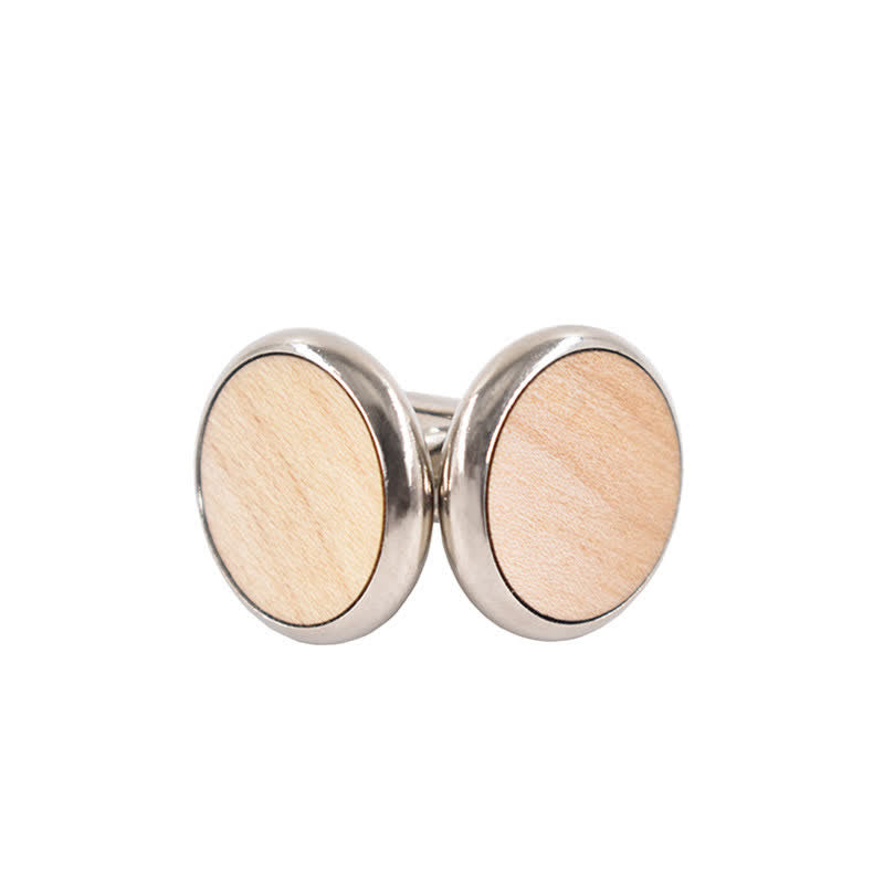 Gemelli da uomo in legno rotondi da matrimonio - Beige - image 5