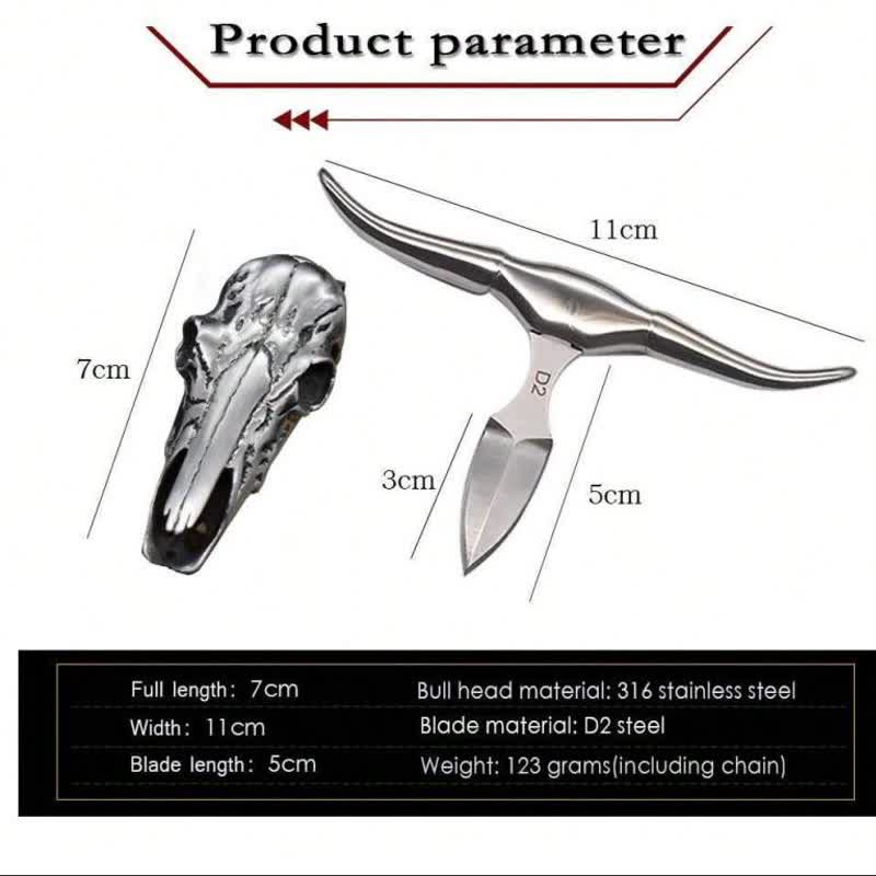 Fibbia per cintura con ciondolo multifunzione EDC a forma di testa di toro Longhorn - image 11