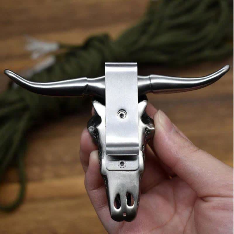 Fibbia per cintura con ciondolo multifunzione EDC a forma di testa di toro Longhorn