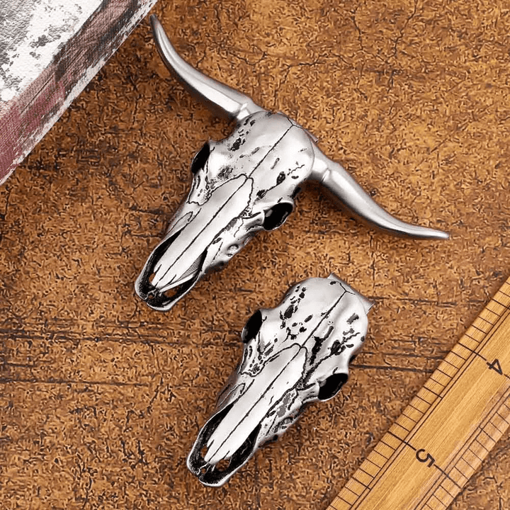 Fibbia per cintura con ciondolo multifunzione EDC a forma di testa di toro Longhorn