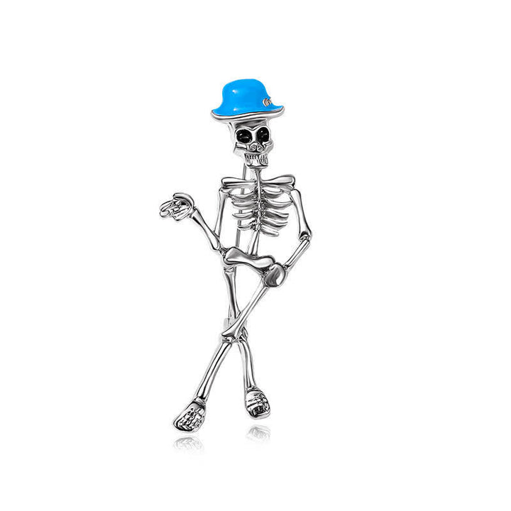 Spilla smaltata con cappello a forma di teschio scheletro horror