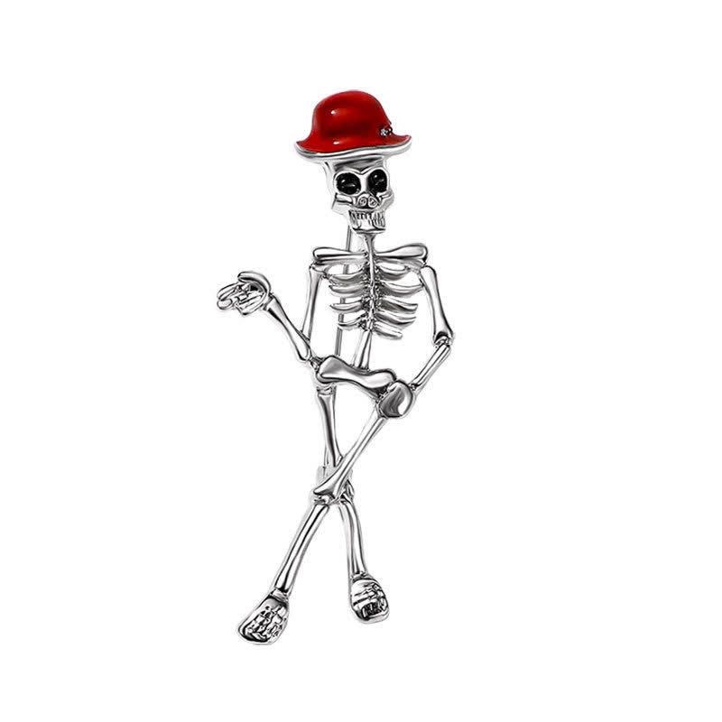 Spilla smaltata con cappello a forma di teschio scheletro horror