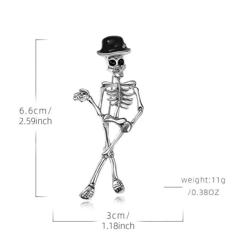 Spilla smaltata con cappello a forma di teschio scheletro horror