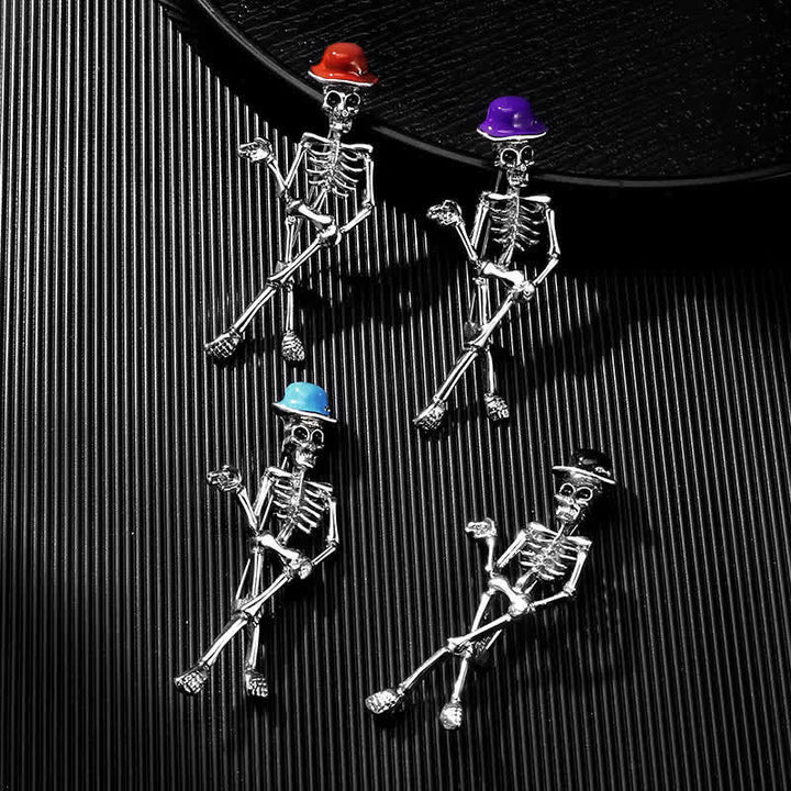 Spilla smaltata con cappello a forma di teschio scheletro horror