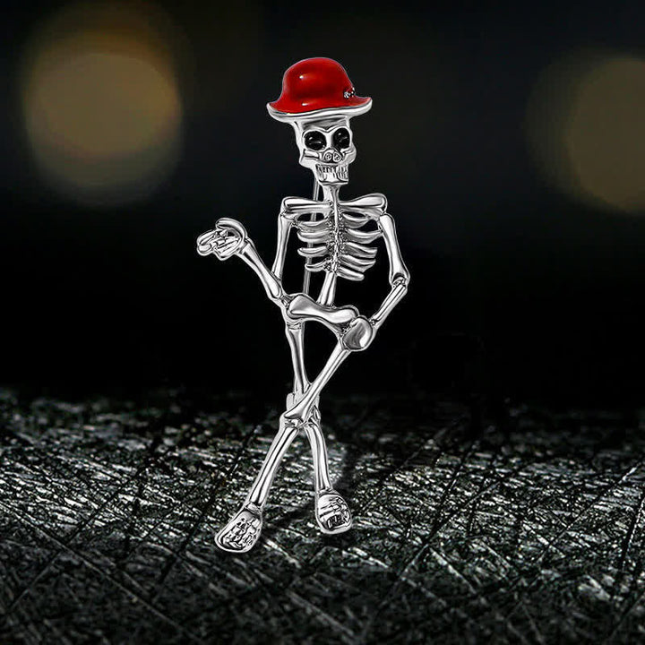 Spilla smaltata con cappello a forma di teschio scheletro horror