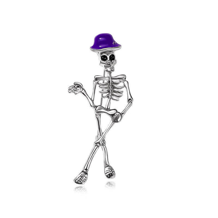 Spilla smaltata con cappello a forma di teschio scheletro horror