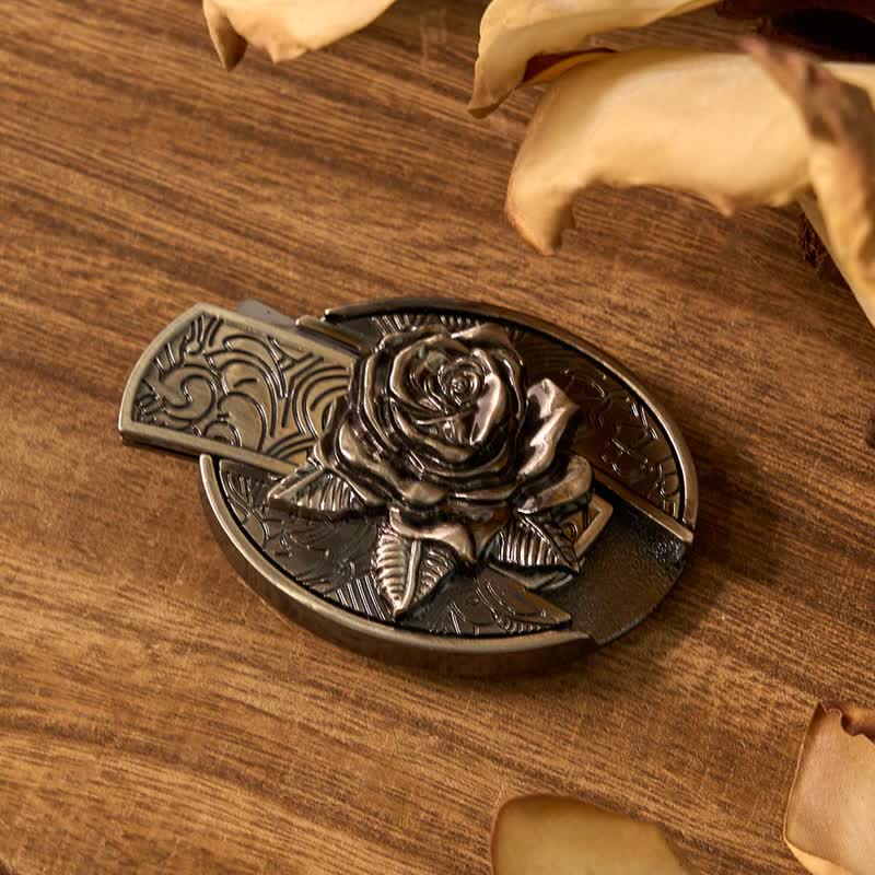 Set fai da te con fibbia per cintura con coltello nascosto, accendino e anello fantasma con capra