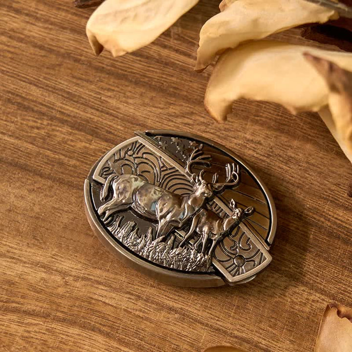 Set di Fibbia per Cintura con Coltello Nascosto Fai da Te a Forma di Cervo, Ciondolo a Forma di Corno Lungo, Anello da Toro