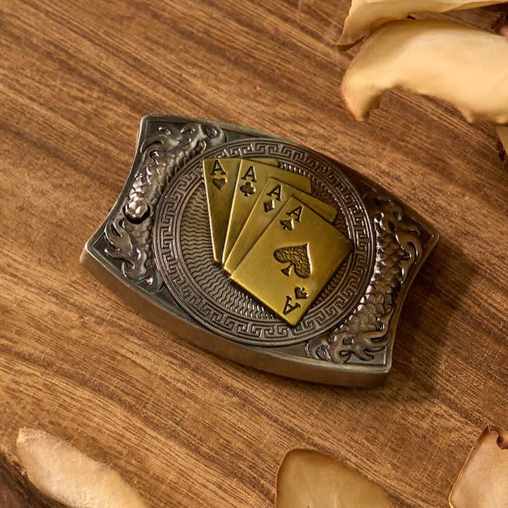 Set di fibbia per cintura con coltello nascosto fai da te Lucky Poker, fibbia per accendino e anello da toro - image 2