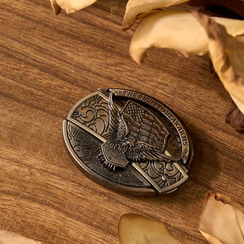 Set fai da te con fibbia per cintura, accendino e coltello nascosto con bandiera USA e aquila