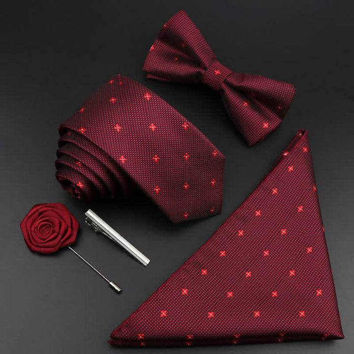 5 pezzi papillon da uomo bordeaux floreale Paisley scatola regalo - Piccolo fiore - image 4