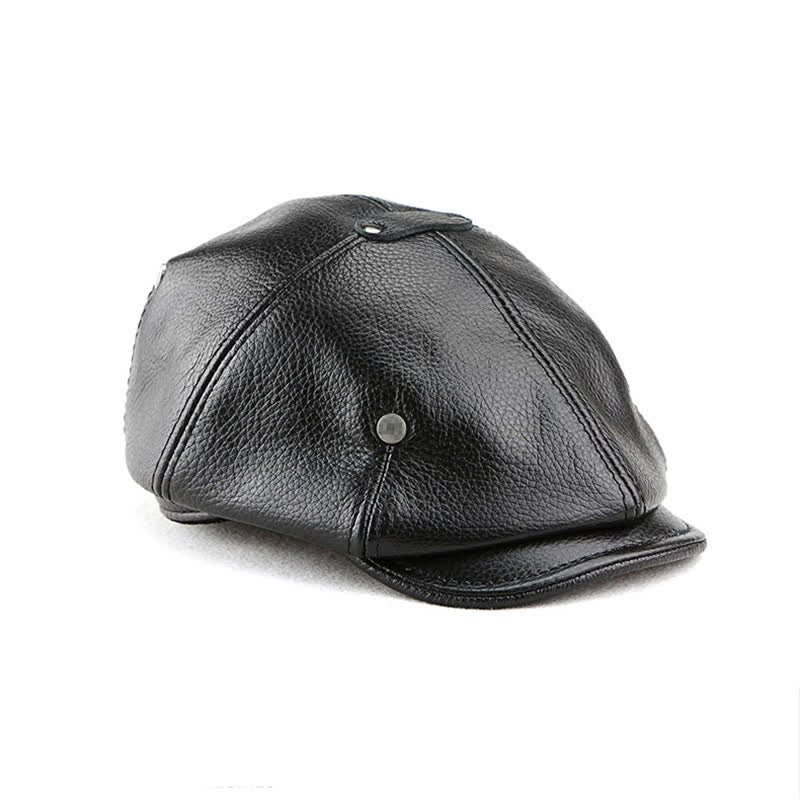 Cappello basco in pelle con rivetti, stile pittore ed artista chic