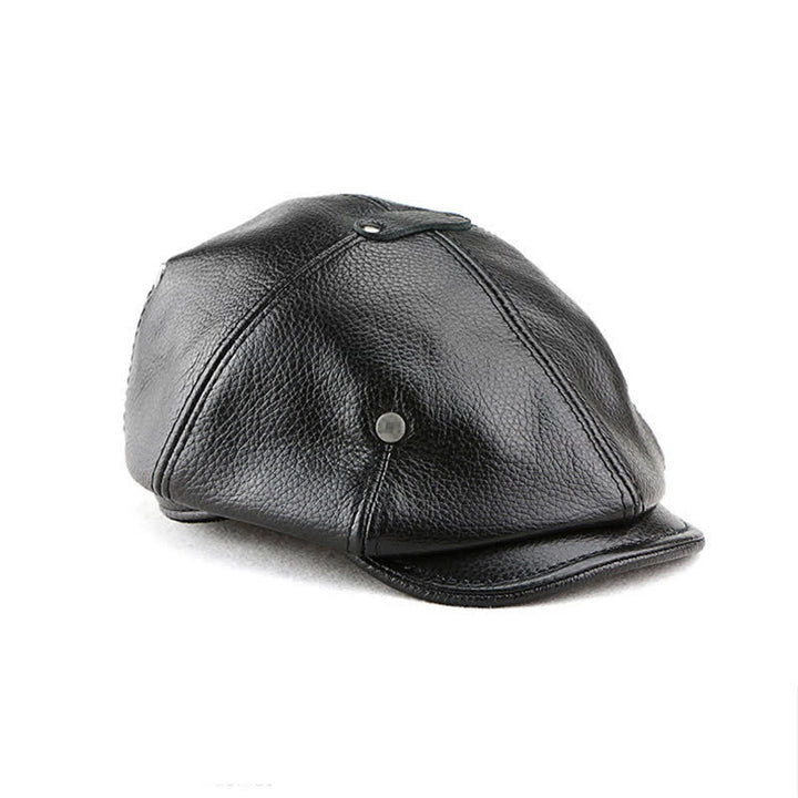Cappello basco in pelle con rivetti, stile pittore ed artista chic