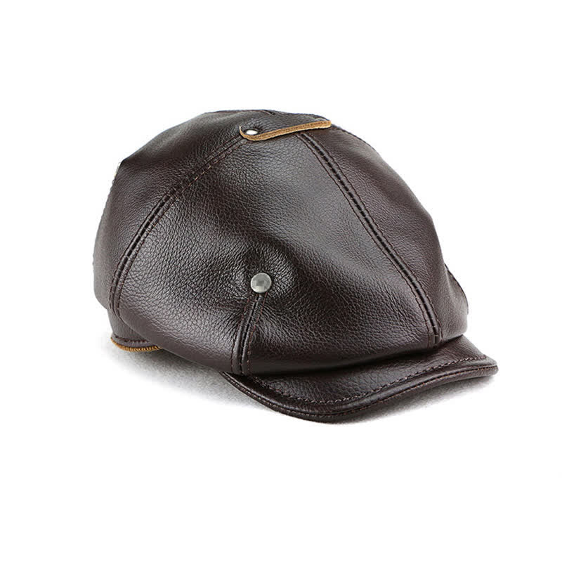 Cappello basco in pelle con rivetti, stile pittore ed artista chic