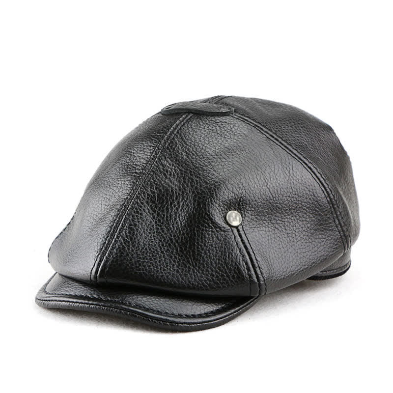 Cappello basco in pelle con rivetti, stile pittore ed artista chic - Nero - L (23 1/4"-23 5/8") - image 8