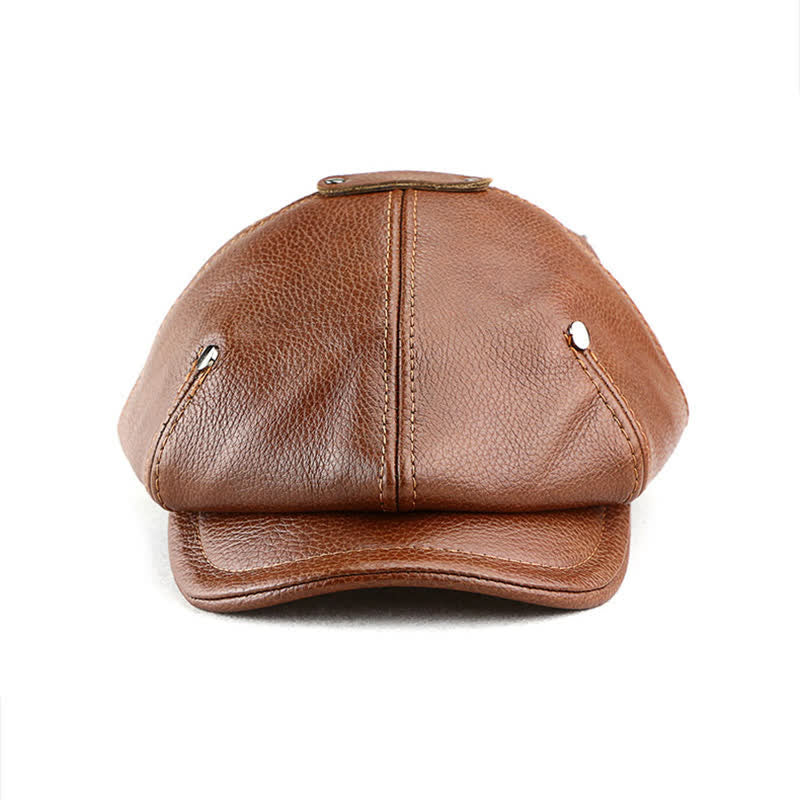 Cappello basco in pelle con rivetti, stile pittore ed artista chic
