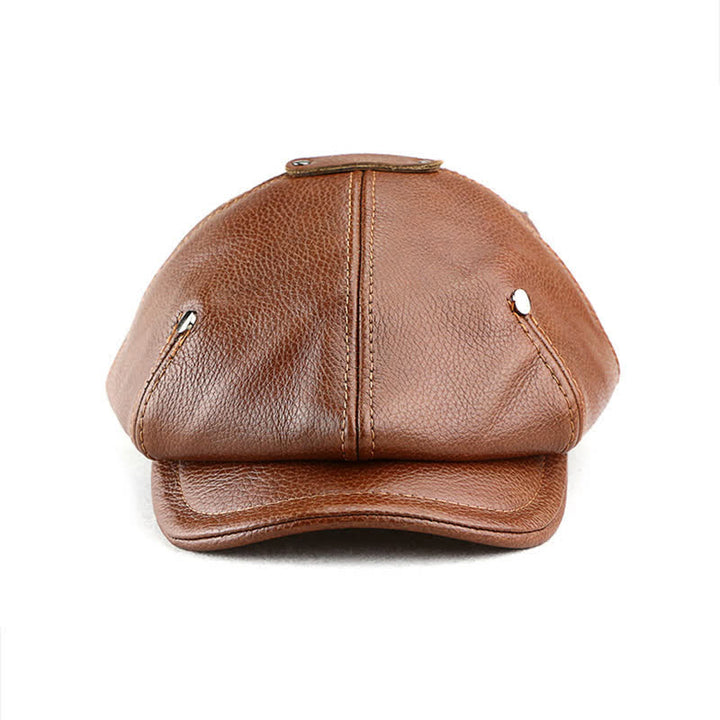 Cappello basco in pelle con rivetti, stile pittore ed artista chic