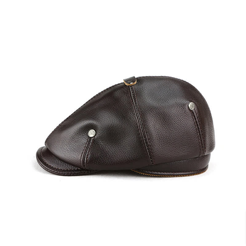 Cappello basco in pelle con rivetti, stile pittore ed artista chic