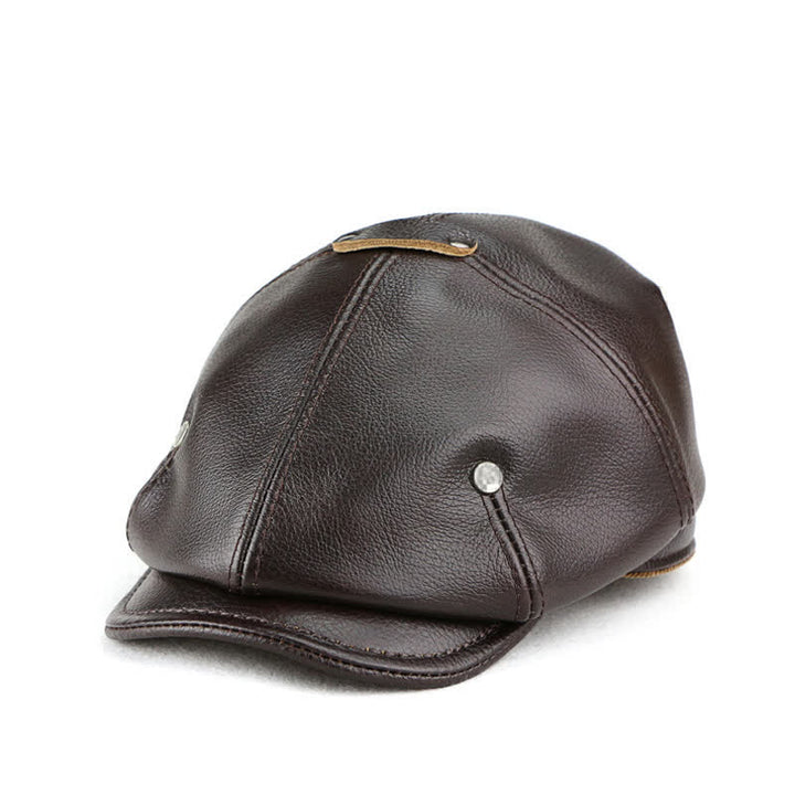 Cappello basco in pelle con rivetti, stile pittore ed artista chic
