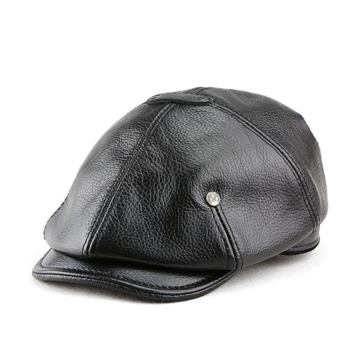 Cappello basco in pelle con rivetti, stile pittore ed artista chic - Nero - L (23 1/4"-23 5/8") - image 8