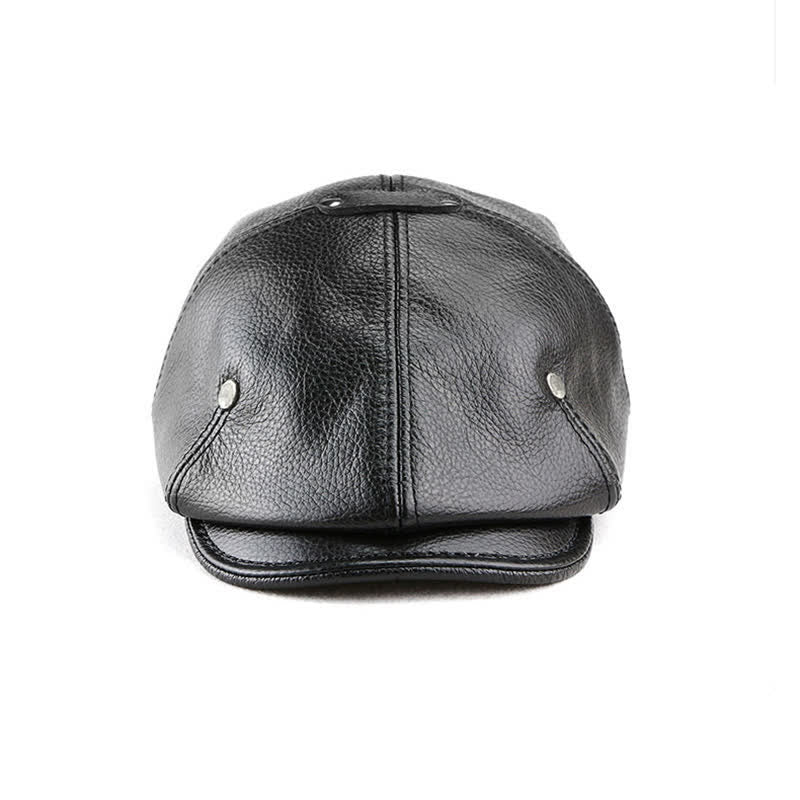 Cappello basco in pelle con rivetti, stile pittore ed artista chic