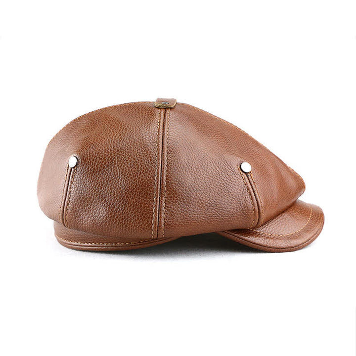Cappello basco in pelle con rivetti, stile pittore ed artista chic - image 3
