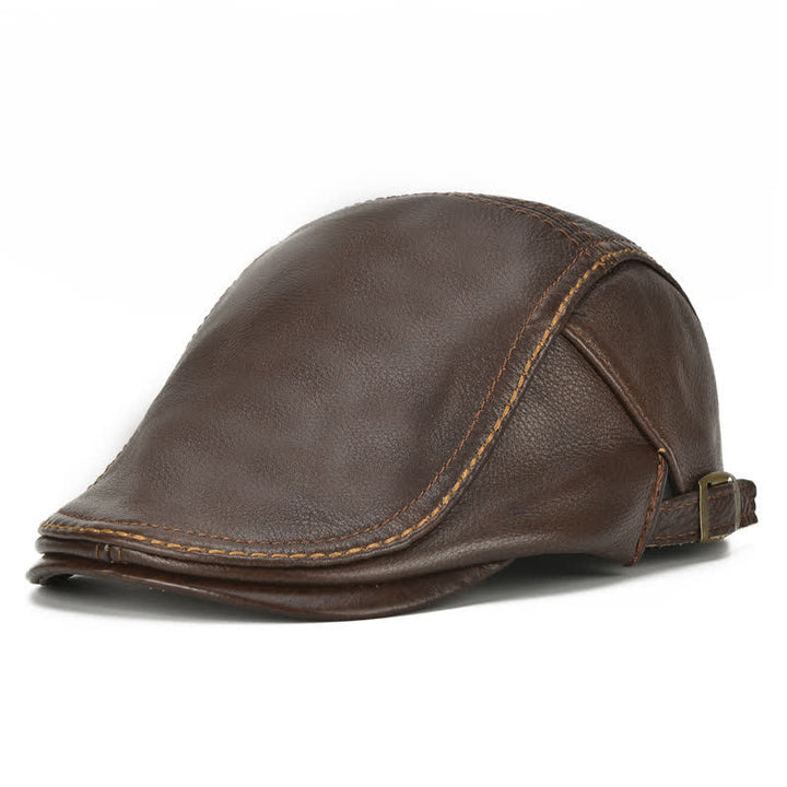 Berretto piatto da tassista con visiera in vera pelle - Marrone - Regolabile (circa 21 5/8"-23 5/8") - image 11