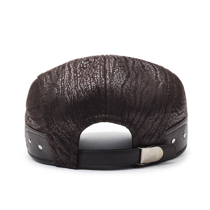 Cappello basco in pelle con stampa unica e regolazione laterale