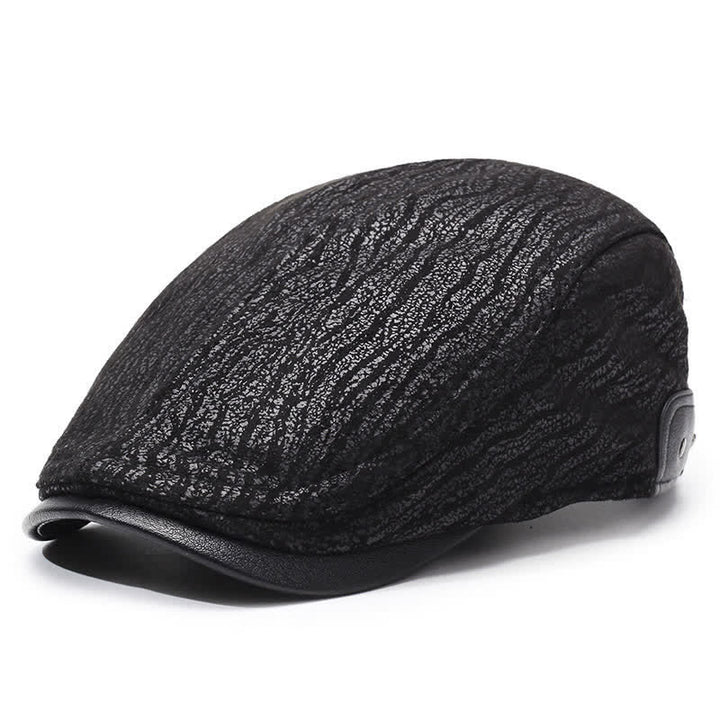 Cappello basco in pelle con stampa unica e regolazione laterale