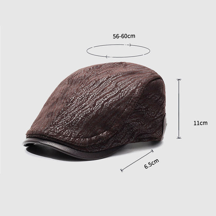 Cappello basco in pelle con stampa unica e regolazione laterale