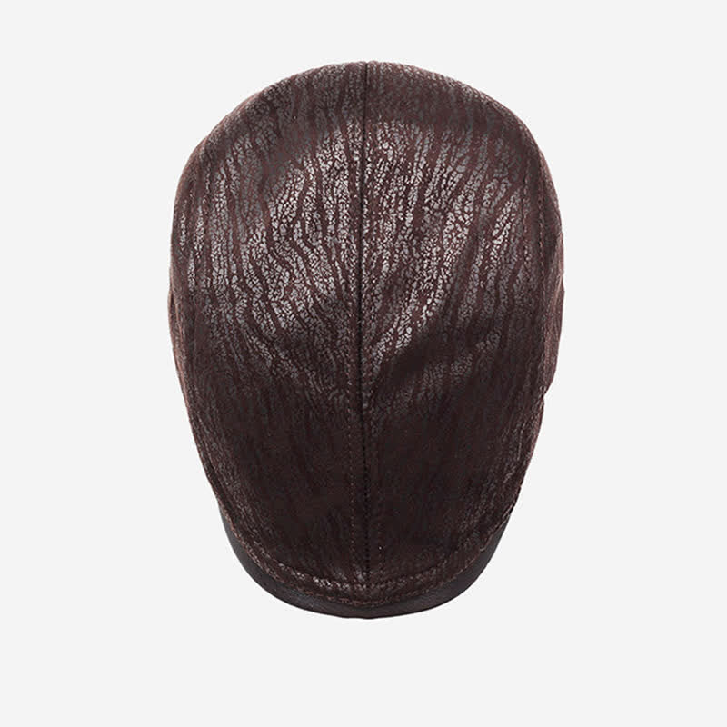 Cappello basco in pelle con stampa unica e regolazione laterale