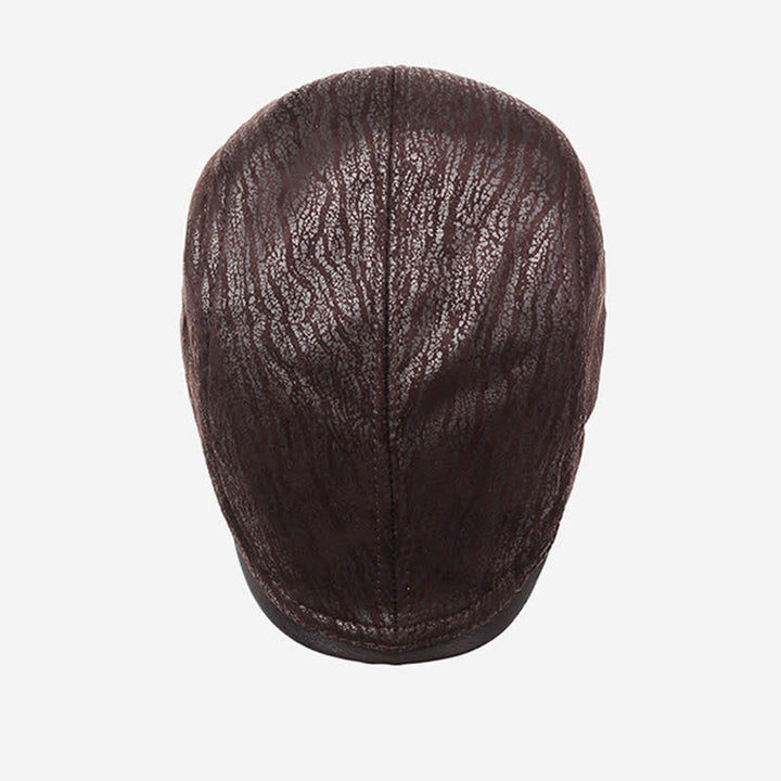 Cappello basco in pelle con stampa unica e regolazione laterale