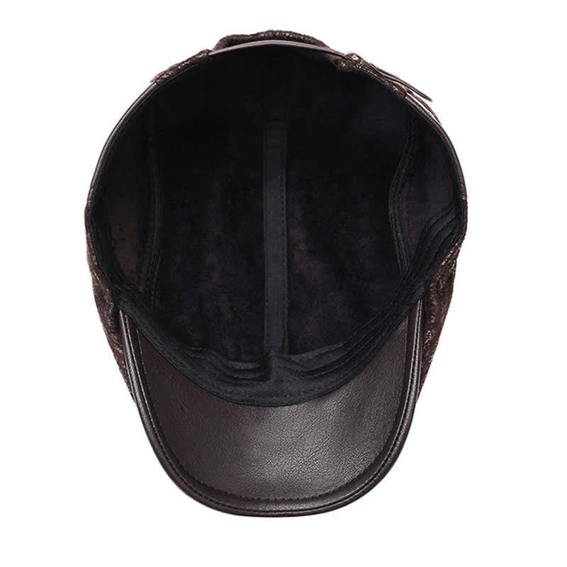 Cappello basco in pelle con stampa unica e regolazione laterale
