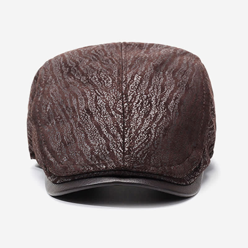 Cappello basco in pelle con stampa unica e regolazione laterale