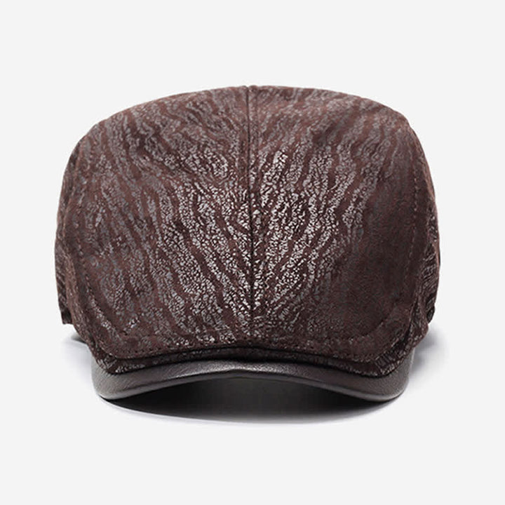 Cappello basco in pelle con stampa unica e regolazione laterale