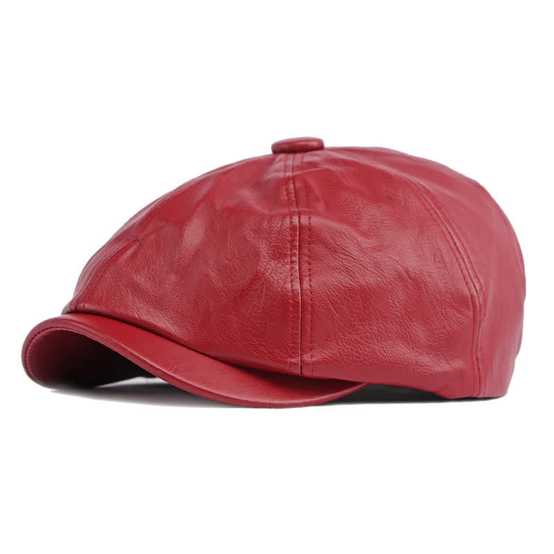 Cappello basco ottagonale in pelle tinta unita