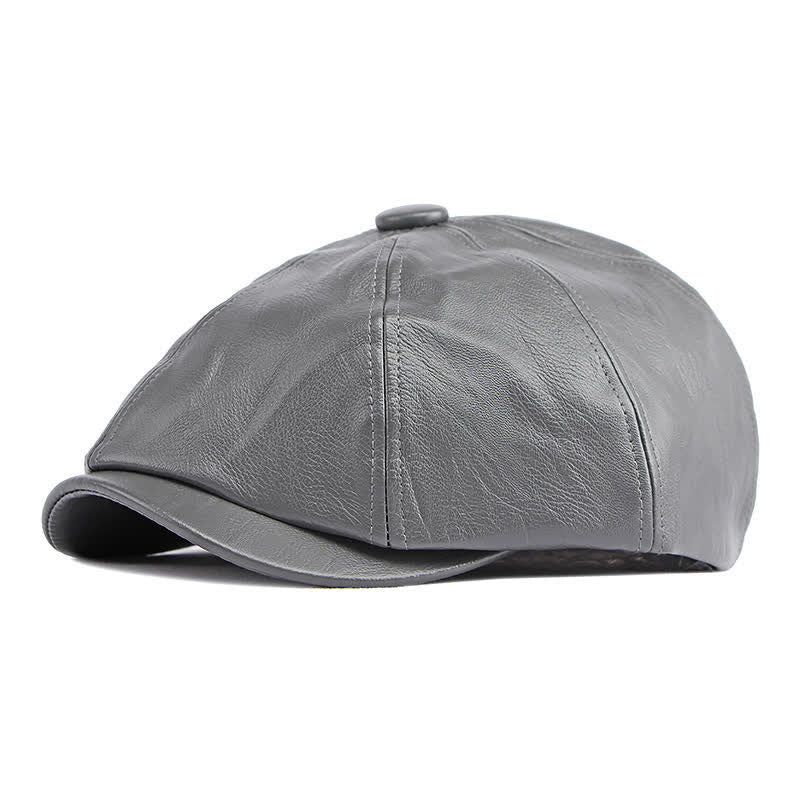 Cappello basco ottagonale in pelle tinta unita