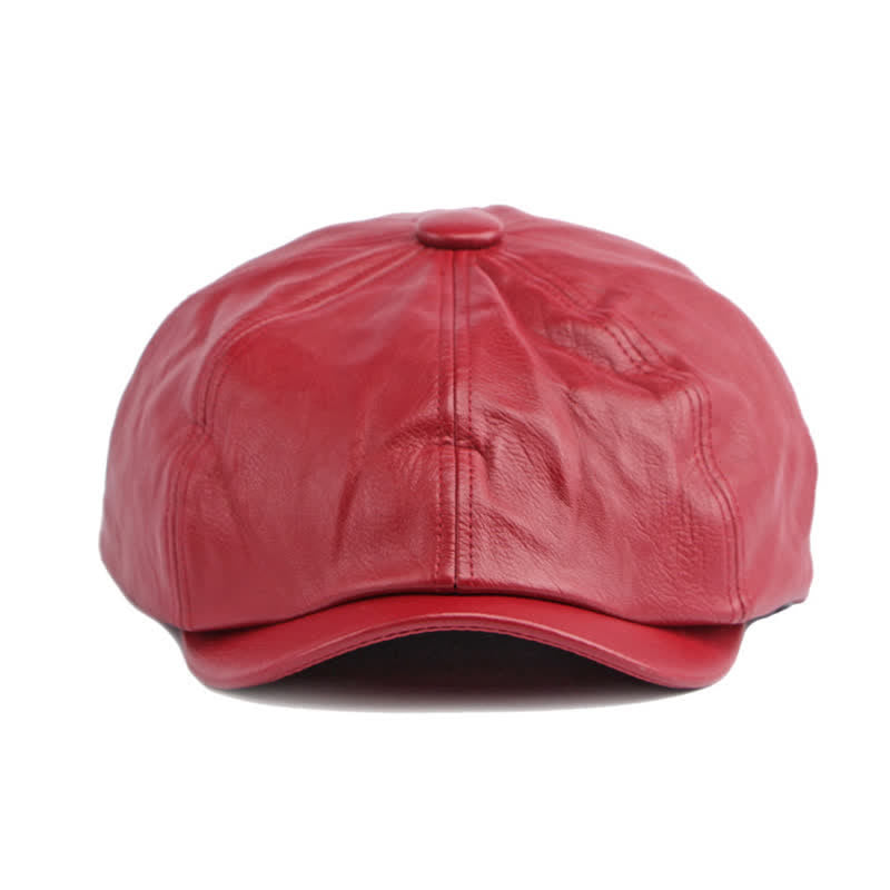 Cappello basco ottagonale in pelle tinta unita