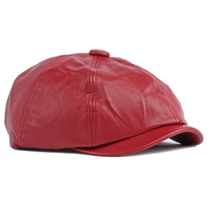 Cappello basco ottagonale in pelle tinta unita