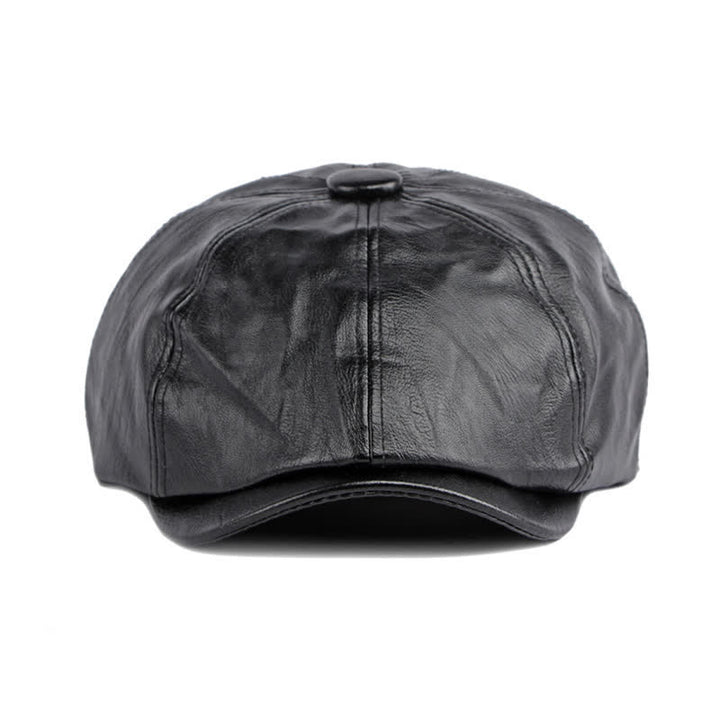 Cappello basco ottagonale in pelle tinta unita