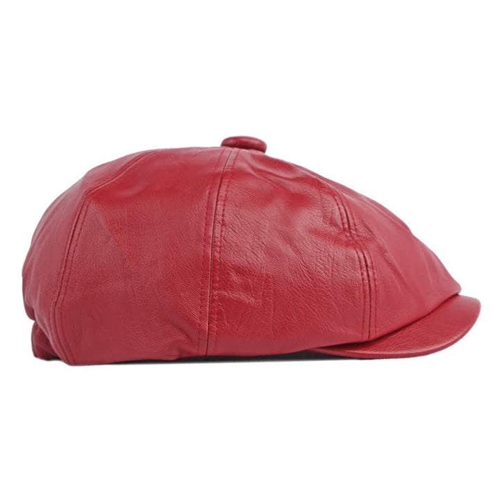 Cappello basco ottagonale in pelle tinta unita