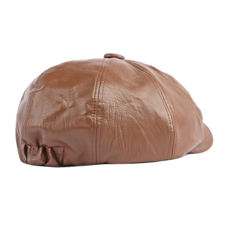 Cappello basco ottagonale in pelle tinta unita